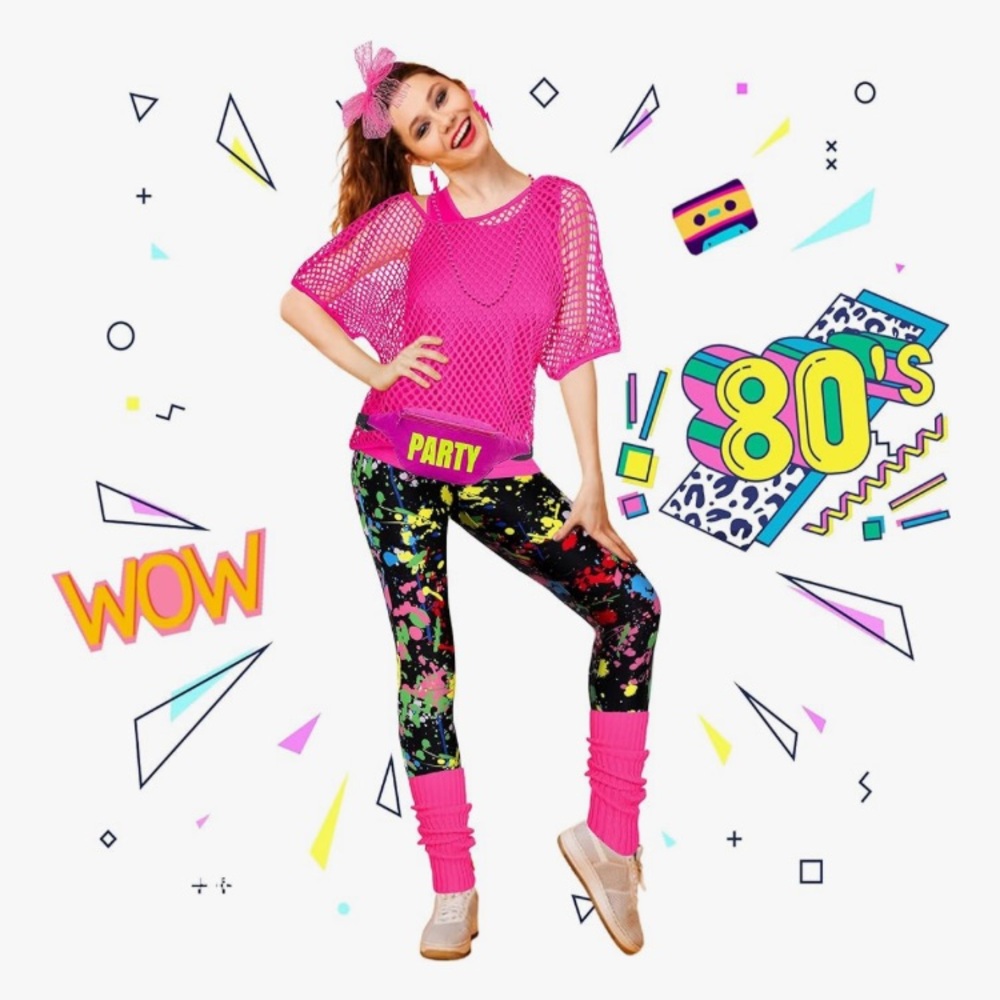 80’s Halloween Costume Women Costume size Small 1980’s Fanny Pack Bright Pink